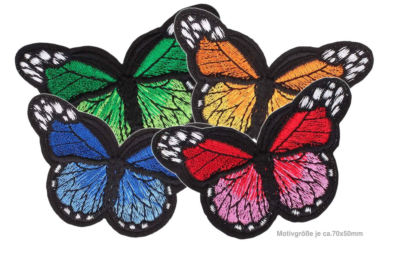 Patch, Embroidered Patch (Iron-On or Sew-On), Colorful Rainbow Butterfly,  4 x 4