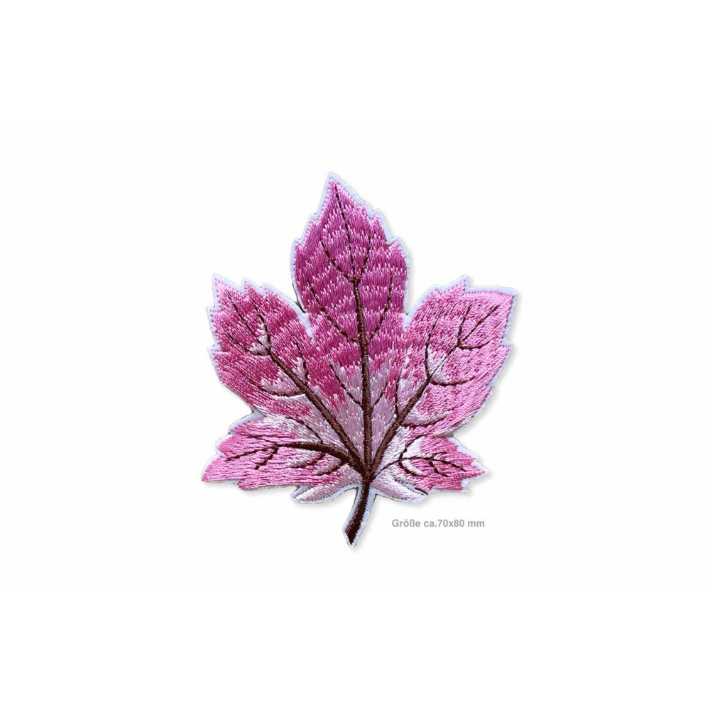 Iron on patch MAPLE LEAF, rose ~70x80mm