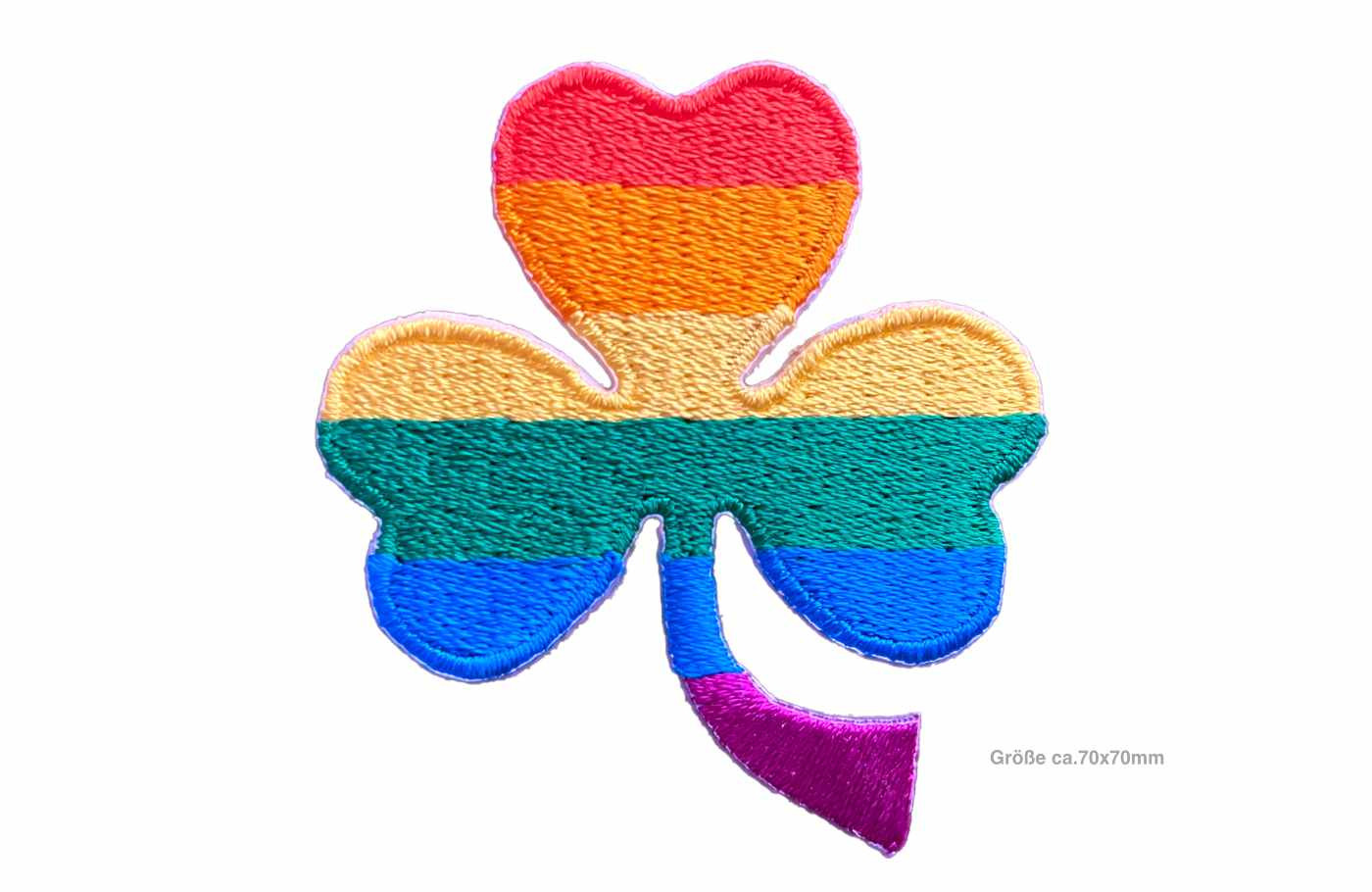 Iron on patch RAINBOW CLOVER, L, ~70x70mm